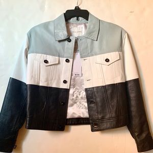 EACHxOTHER color block leather jacket